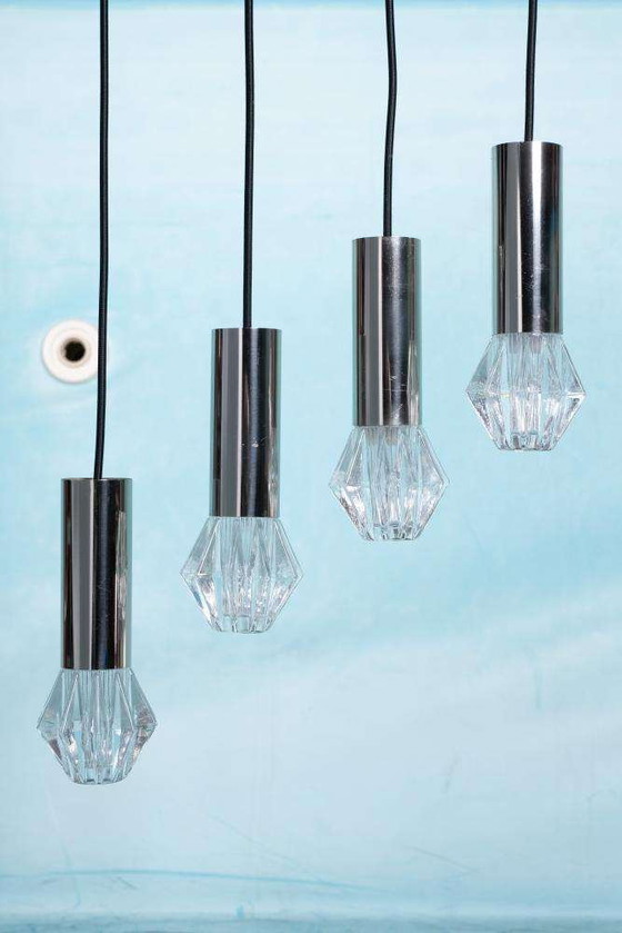 Image 1 of Space age glass pendant lights, 70s minimalist glass pendants