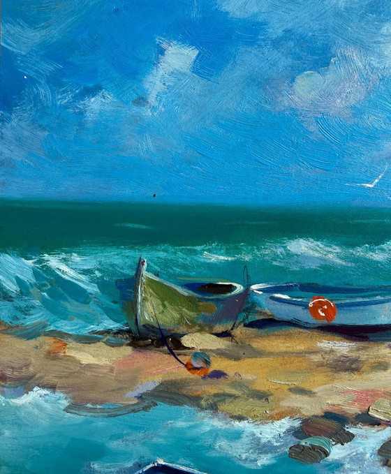 Image 1 of Original Oil Painting Summer Coastal Landscape Freedom over the sea