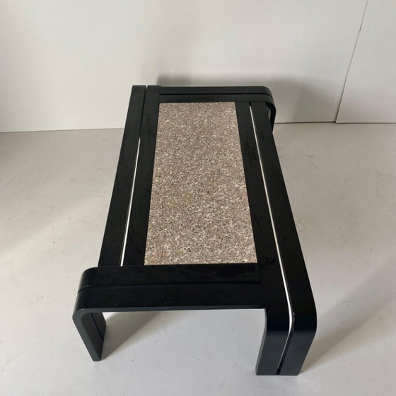 1x Italian Modern Sculptural Coffee Table with Granite Top & Bentwood Frame, 1980, Side tables, Marble, Grey (photo 6 of 11)