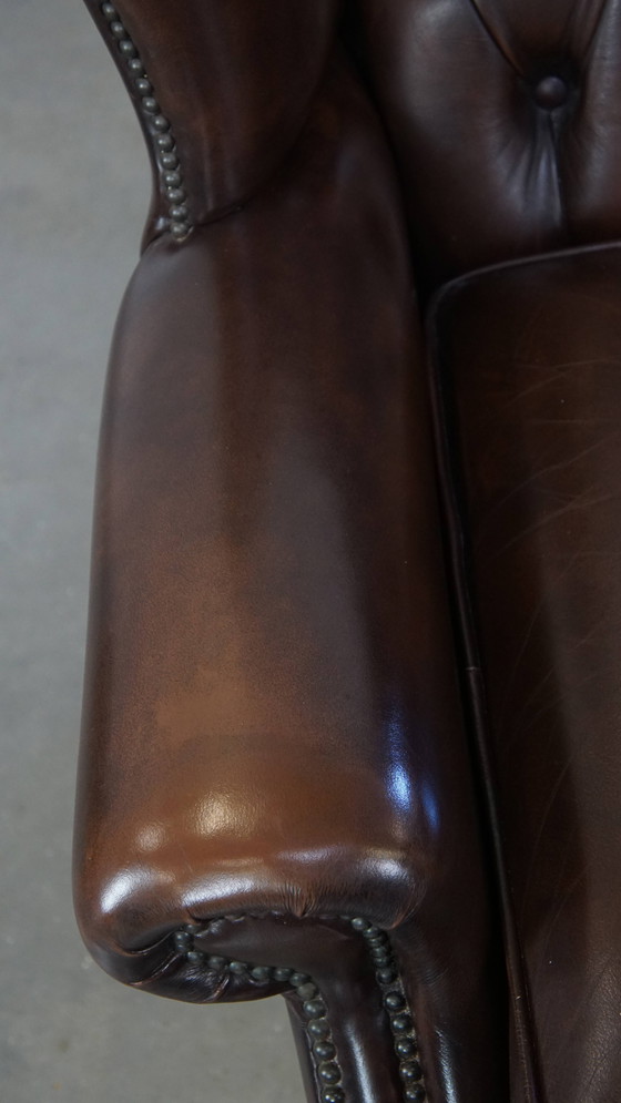 Image 1 of Beef Leather Chesterfield Ear Armchair