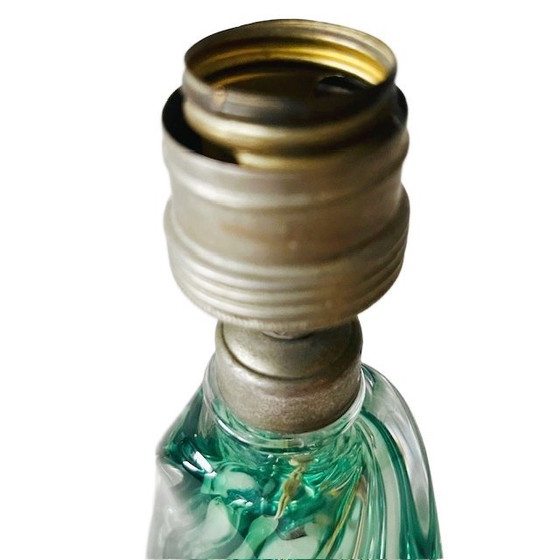 Image 1 of Mid - Century lamp base green glass Val Saint Lambert 1950's