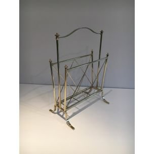 Image 1 of Vintage Neoclassical brass magazine rack, 1940