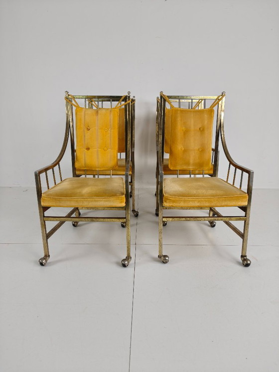 Conjunto único de sillas de comedor y salón de estilo de mediados de siglo – Doradas, fabricadas entre 1940 (photo 5 of 24)