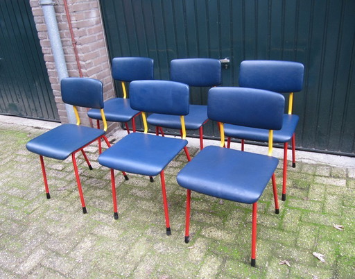 6x Gispen Tubular Chairs, model 1231, ca. 1960s