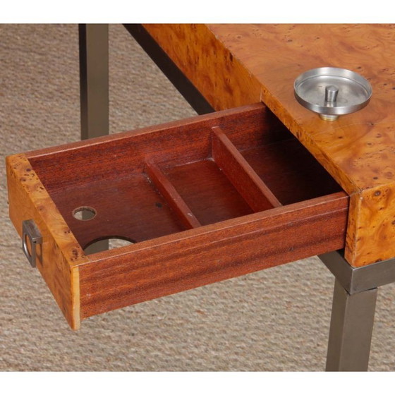 Image 1 of Tavolo da gioco in radica di Guy Lefevre per Maison Jansen, 1970