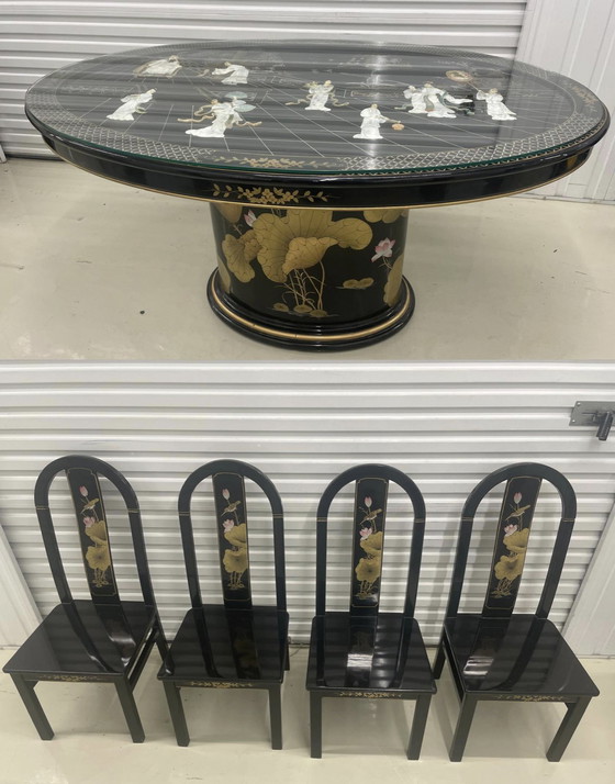 Image 1 of Set da pranzo ovale cinese (tavolo da pranzo + 4 sedie)