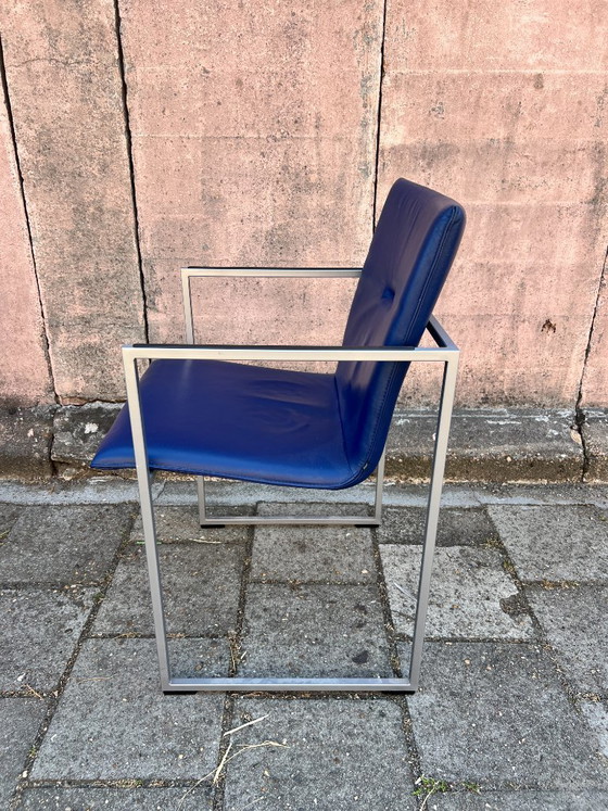 Image 1 of 8 sillas de comedor Arco Frame / Cuero azul / Burkhard Vogtherr