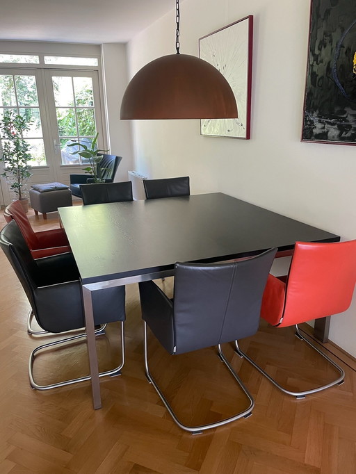 Bert Plantagie Bridge 160x160 dining table stainless steel choco Oak