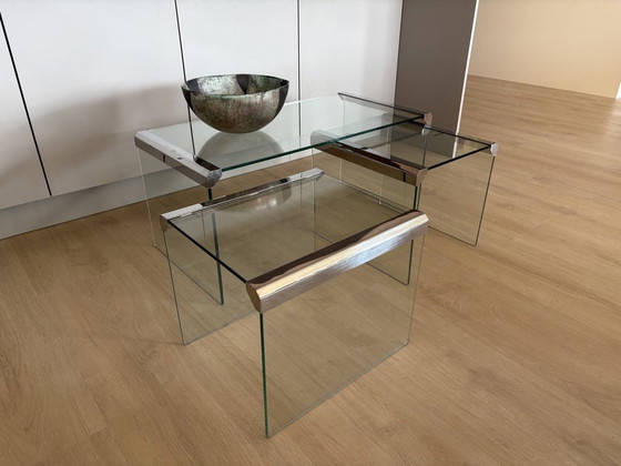 Image 1 of Galotti & Radice glass coffee table set (3)