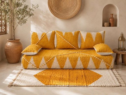 Handgefertigtes marokkanisches Bodensofa – cadeaus, Cotton, Textile
