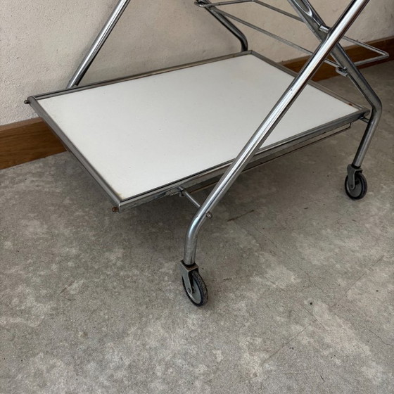 Image 1 of Vintage opklapbare serveerwagen