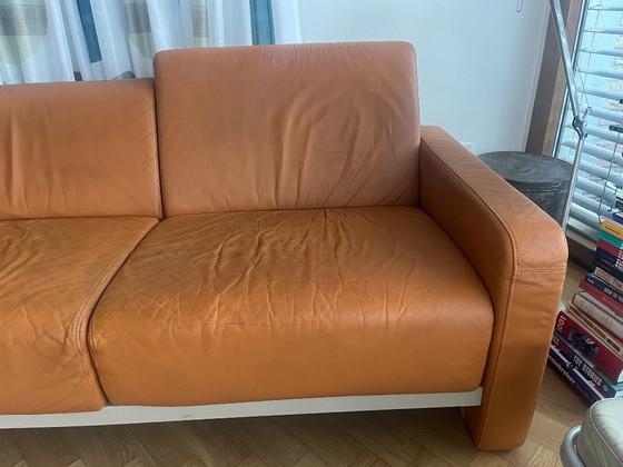 Image 1 of Reflex Artifort modulebank in cognackleurig leer 3-zits design Toine van den Heuvel