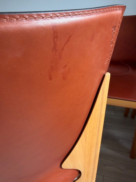 Image 1 of Original Matteo Grassi designer chairs in rare cognac leather – set of 8 in