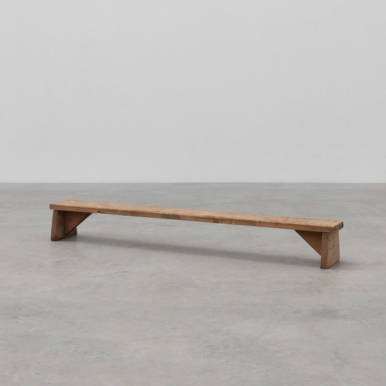 Image 1 of Panca bassa rustica francese in legno massello in stile wabi wabi, ca. 1880