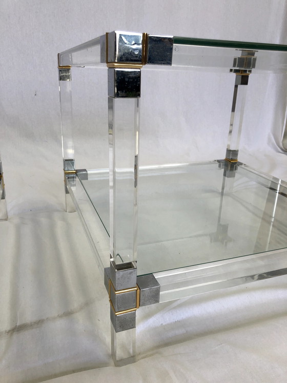 Image 1 of Table d'appoint en plexiglas et laiton 1980