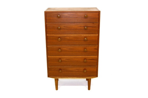 Chiffonnier Tallboy Chest of Drawers in Walnut, Sweden, 1960s
