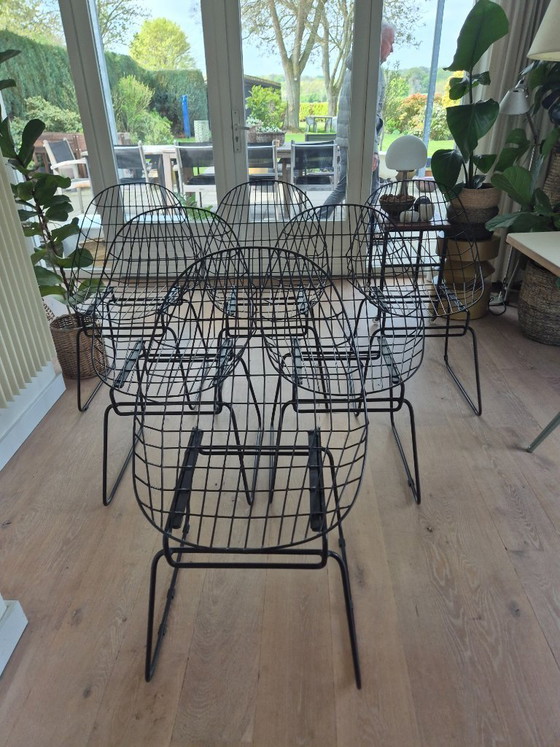 Image 1 of 6x Pastoe SM05 wire chairs door Cees Braakman zwart