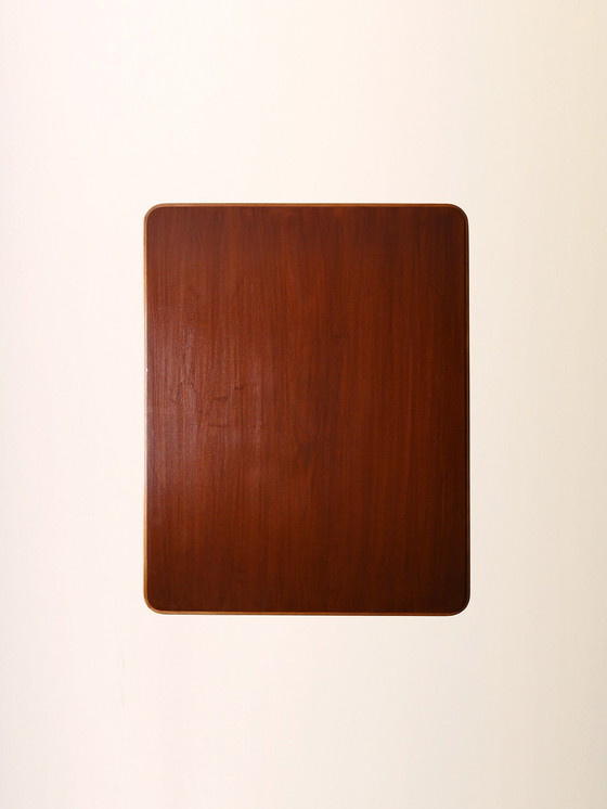 Image 1 of Tavolo da bar in mogano con base in acciaio e stelo intagliato