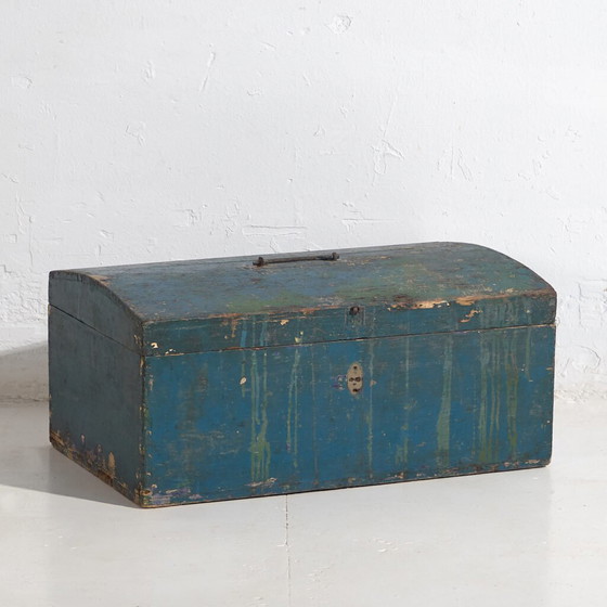 Piccola cassapanca antica con patina blu navy (c.1920) #68 – Armadi contenitori, Rustic (photo 4 of 39)