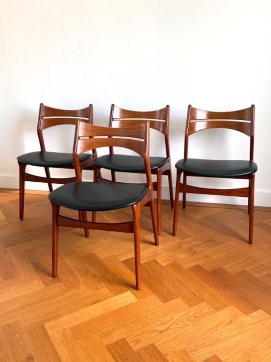 Magnificent set of 4 Danish Erik Buck model 301 chairs – Christiansen Mobelfabrik, Dining chairs, Wood (photo 6 of 19)