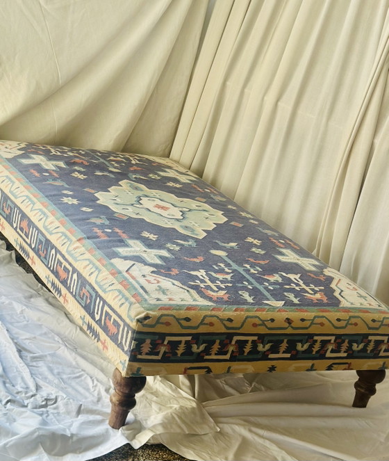Ottoman Kelim XXL coffee table daybed pouf footstool 200 cm – Textile (photo 11 of 13)