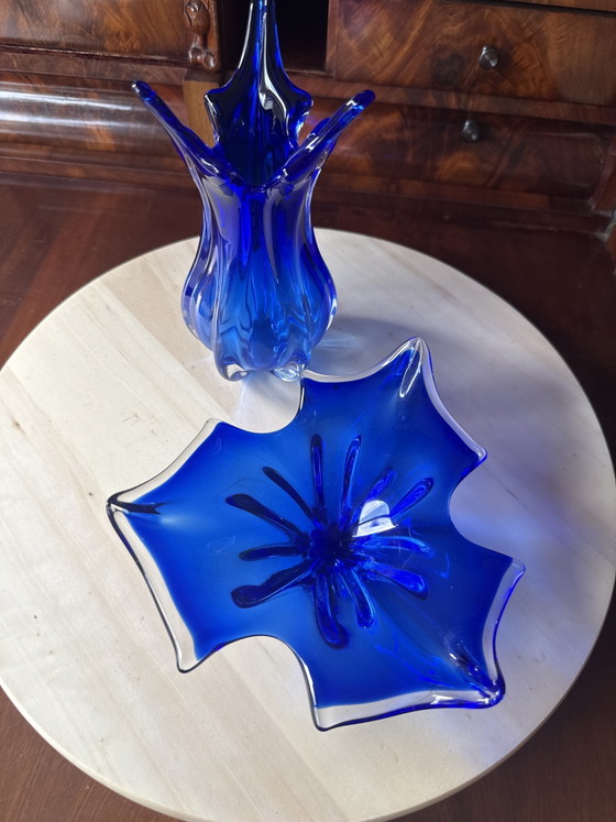 Vintage MCM Bohemian vase and small bowl – Glass (photo 6 of 10)