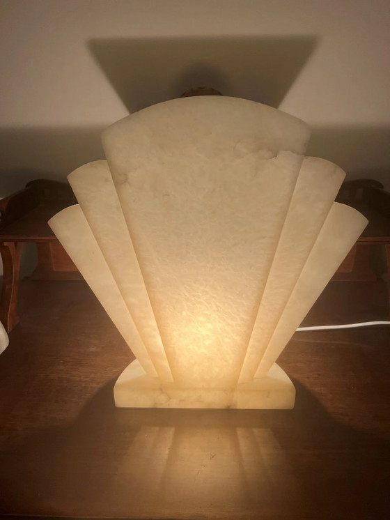 Image 1 of Lámpara de mediados de siglo de estilo Art Déco realizada en piedra italiana transparente