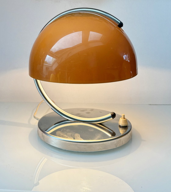 Image 1 of Space Age Caramel Colored Mushroom Table Lamp By Luigi Massoni For Meblo Guzzini