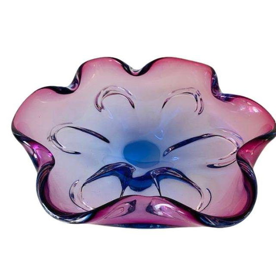 Image 1 of Vintage Sommerso XL ciotola in vetro Josef Hospodka Chřibská Sklo blu viola 1950s