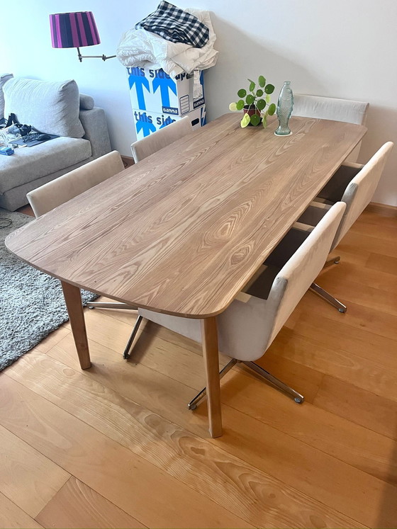 Image 1 of Andreu World Lineal Comfort Swivel Armchairs (Set of 6) – Design – Beige