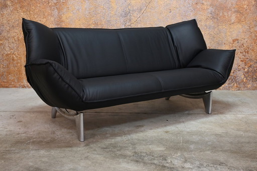 Überholtes schwarzes Ledersofa Leolux Tango Design