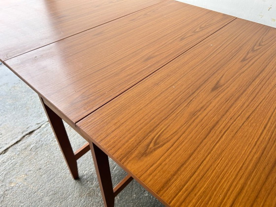 Image 1 of Schreiber Mid-Century Modern vintage teak drop-leaf dining table, 1960s