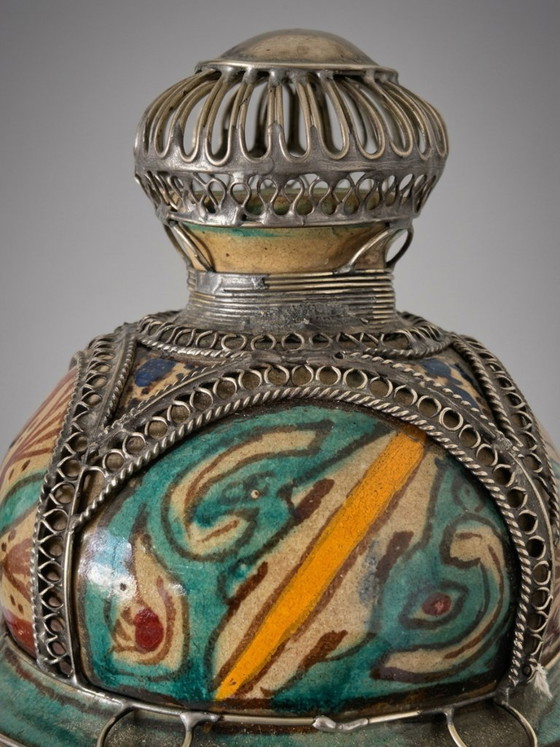Große marokkanische Potiche aus Keramik und Metall – 38 cm – Dekorative Objekte, Ceramic (photo 11 of 15)