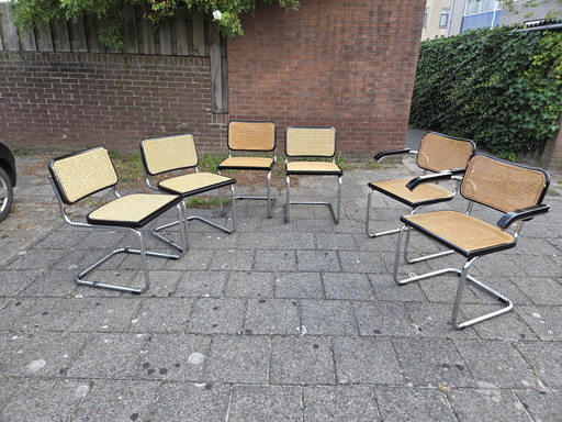 6x Stühle der Marke 'Cesca' – eetkamerstoelen, Metal, Rattan