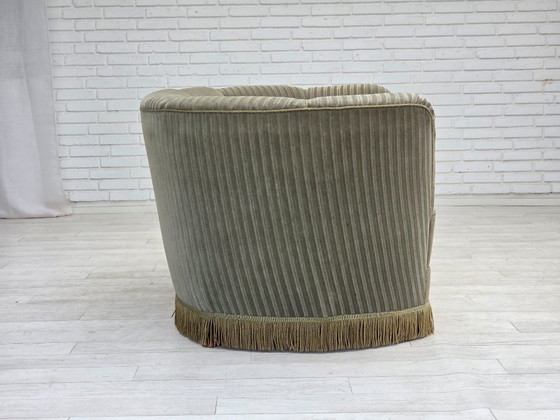 Image 1 of 1970s, Danish 2-seater curved sofa, original furniture velour, beech wood.