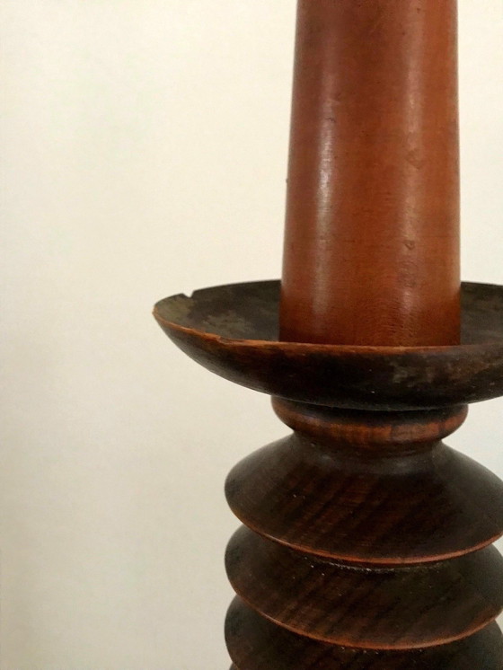 Image 1 of Turned Wood Lamp By Charles Dudouyt