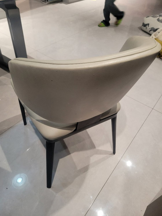 Image 1 of  Modern Upholstered Dining Chair with Metal Legs (Cream)