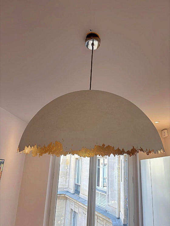 PostKrisi 49 Catellani & Smith Pendant Lamp, Ø 60 cm, gold leaf (2 available), Fiberglass, White (photo 3 of 7)