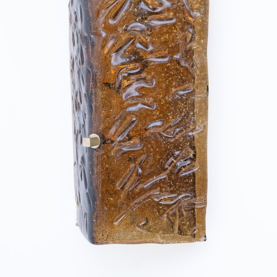 Image 1 of Coppia di applique in vetro di Murano ambrato e ottone in stile Mazzega