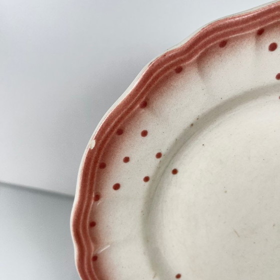 Image 1 of Set of 2 pink Salins-les-Bains plates, pre-1970