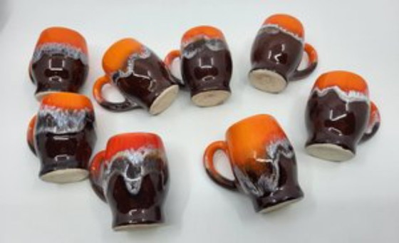 Image 1 of Vallauris keramiek koffieservies Frankrijk Côte-d'Azur 1960 vintage Set van 9