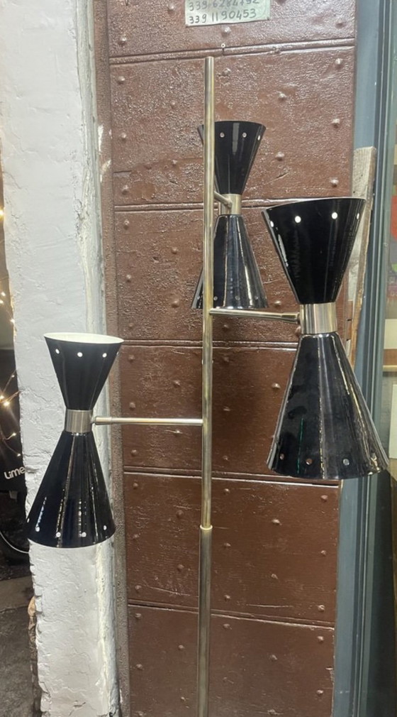 Lámpara de pie Stilnovo, Lámparas de pie, Metal, Mármol, Negro, Mid Century Modern (foto 3 de 8)
