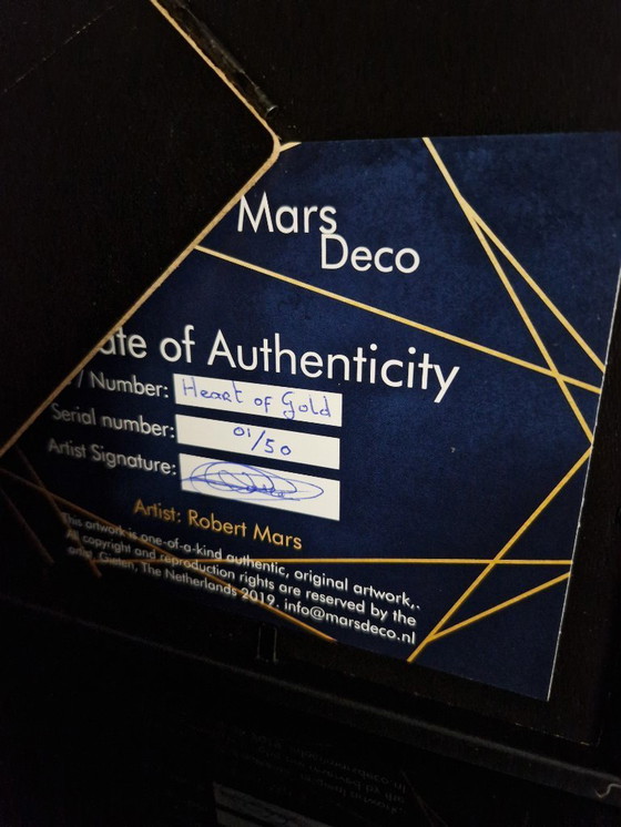 Image 1 of Cuore d'oro, opera d'arte placcata in oro 23kt con cornice, edizione limitata