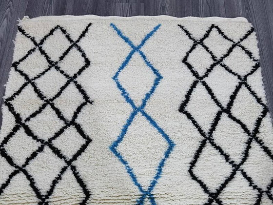 Alfombra bereber blanca con decoración, 250cm x 150cm – Wool, Bohemian (photo 4 of 9)