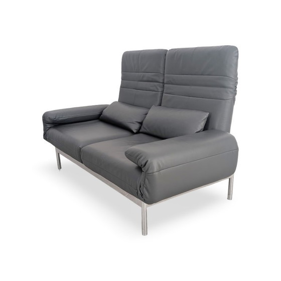 Image 1 of Original Rolf Benz Plura Sofa, designer couch, leather, two-seater, grey