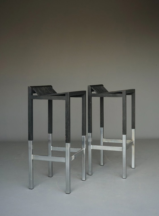 Minimalist Bar Stools by Ruud Jan Kokke, 1980s. Set of 2 – Barstools, Metal (photo 7 of 20)