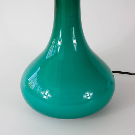 Image 1 of Vintage 1960s Portuguese Turquoise Opaline Glass Table Lamp
