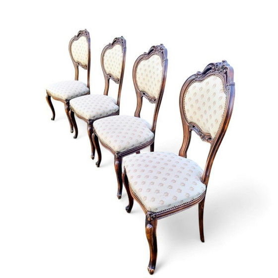 Image 1 of Elegante Franse eetkamerset- Eetkamertafel met 4 stoelen - klassieke Louis XVI stijl