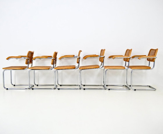 Sedie da pranzo Stile B32 di Marcel Breuer, Set di 6 – Rattan, Legno (photo 6 of 10)