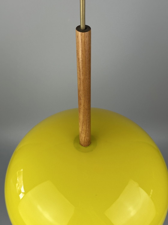 Image 1 of Lampada da soffitto in teak degli anni '60/'70 di Uno &amp; Östen Kristiansson per Luxus Sweden